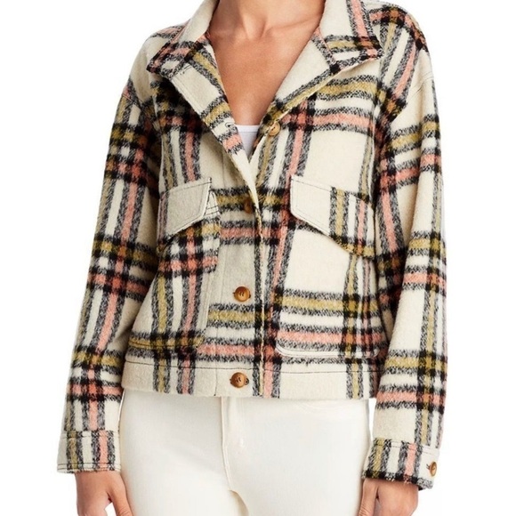 Bagatelle: NEW Plaid button down front oversized cropped Jacket. Size M - Picture 1 of 16